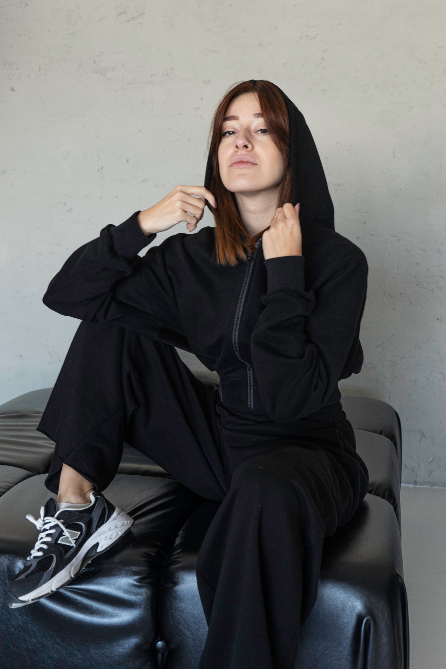 Set mit kurzem Zip-Hoodie und Palazzo-Hose